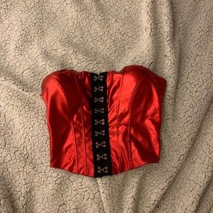 metallic red crop top